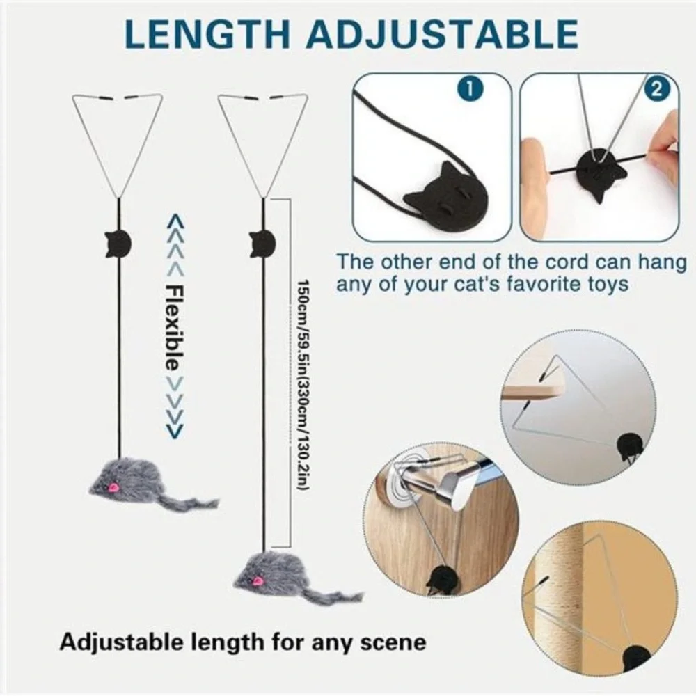Interactive Cat Feather Toys,Retractable Cat Teaser Toy Hanging Interactive Toy